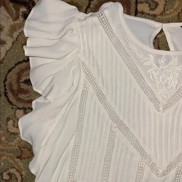 Ralph Lauren White Ruffle Sleeve Blouse - Picture 3 of 7